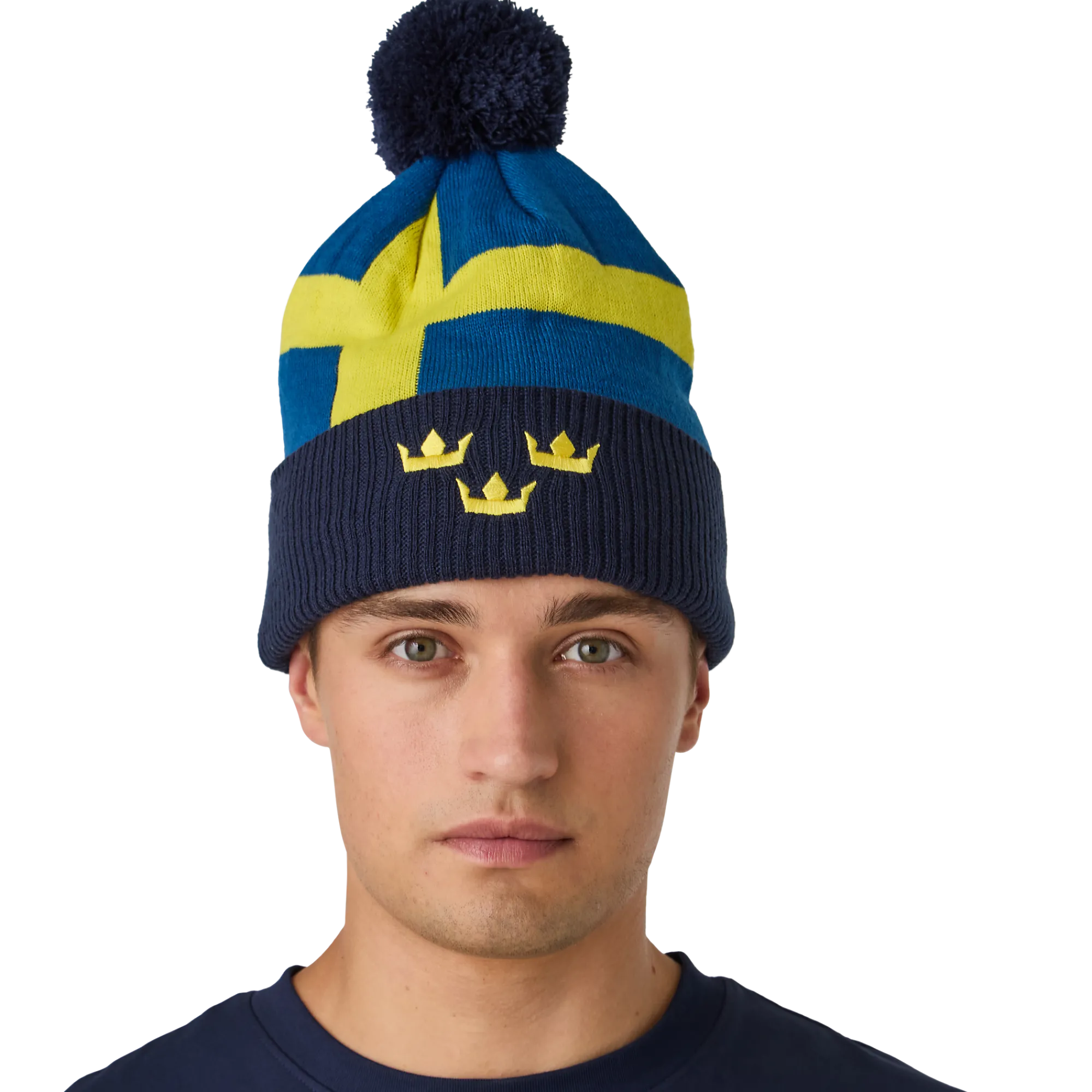 Sale Sweden Flag Pom Knit Flag|Mützen