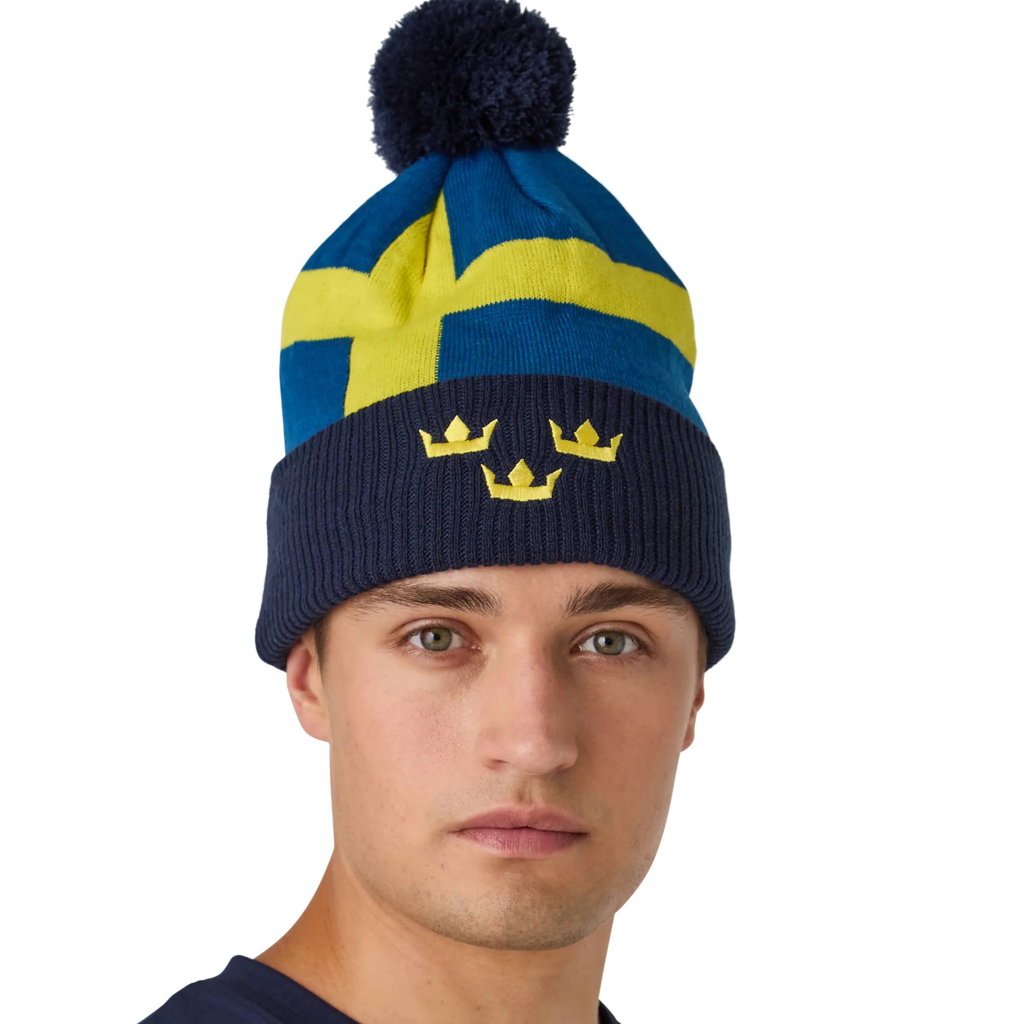 Sale Sweden Flag Pom Knit Flag|Mützen